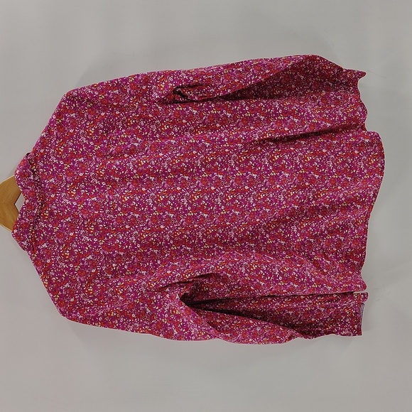 Old Navy Pearl Snap Down Top Size Large Floral Long Sleeve Blouse Pink - Picture 7 of 7